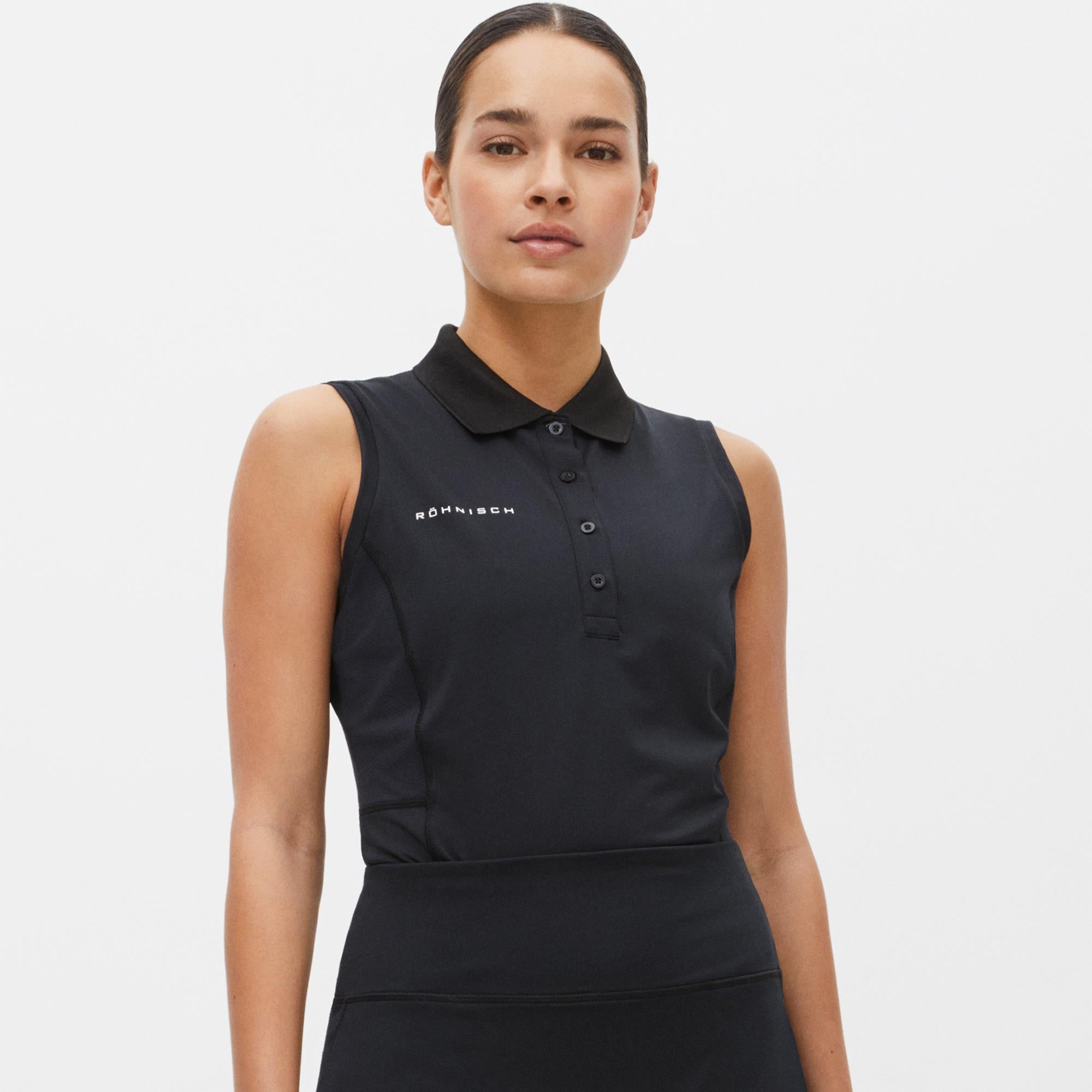 Rohnisch Nicky Ladies Sleeveless Golf Polo Shirt Black